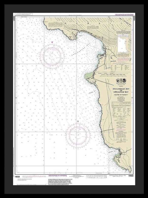 Nautical Chart-19332 Kealakekua Bay-honaunau Bay - Framed Print