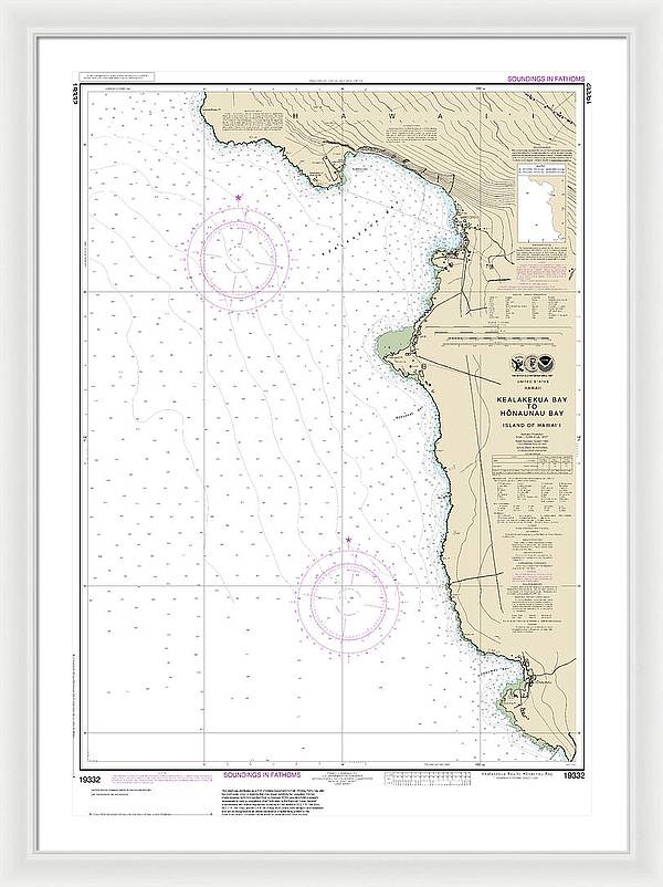 Nautical Chart-19332 Kealakekua Bay-honaunau Bay - Framed Print