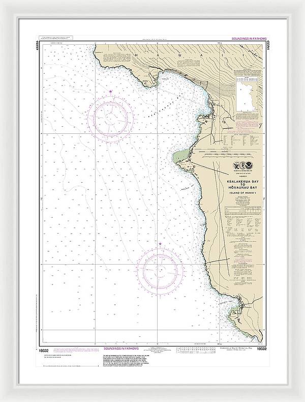 Nautical Chart-19332 Kealakekua Bay-honaunau Bay - Framed Print