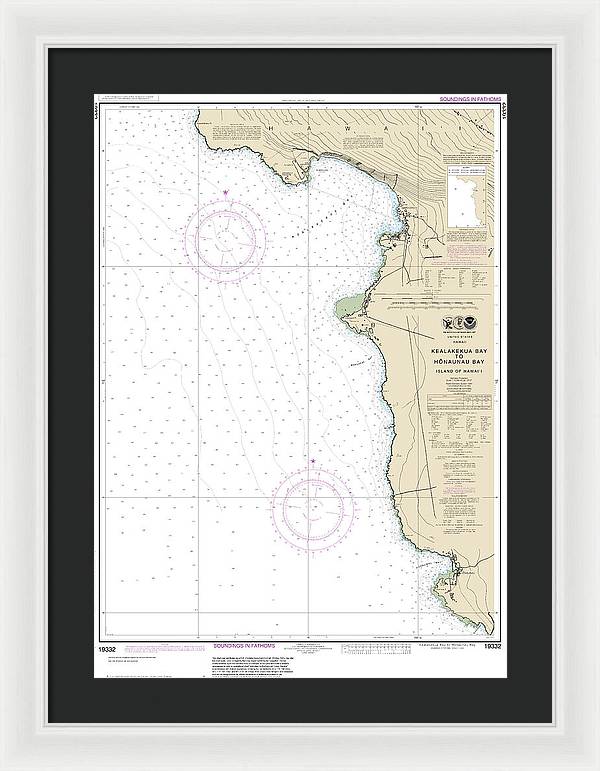 Nautical Chart-19332 Kealakekua Bay-honaunau Bay - Framed Print