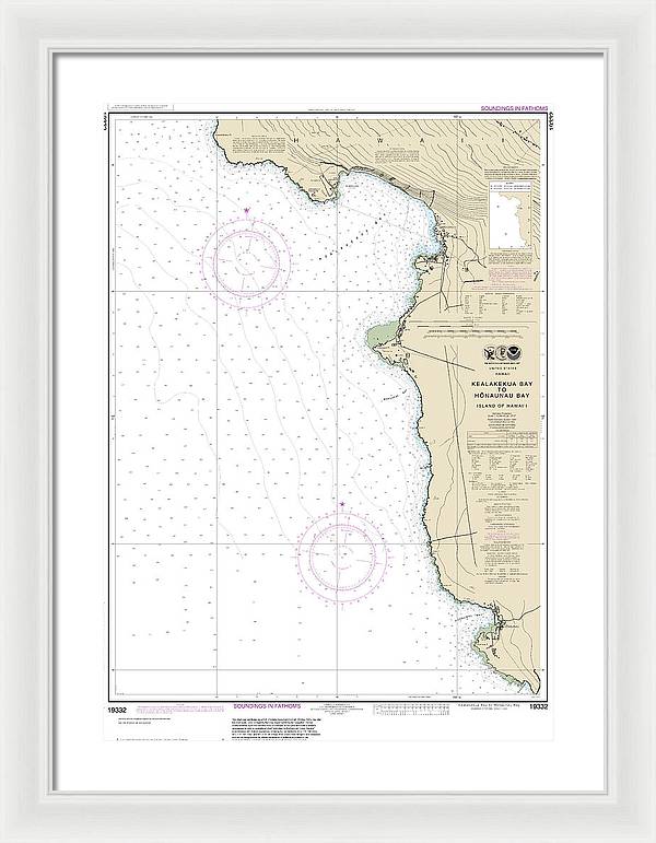 Nautical Chart-19332 Kealakekua Bay-honaunau Bay - Framed Print