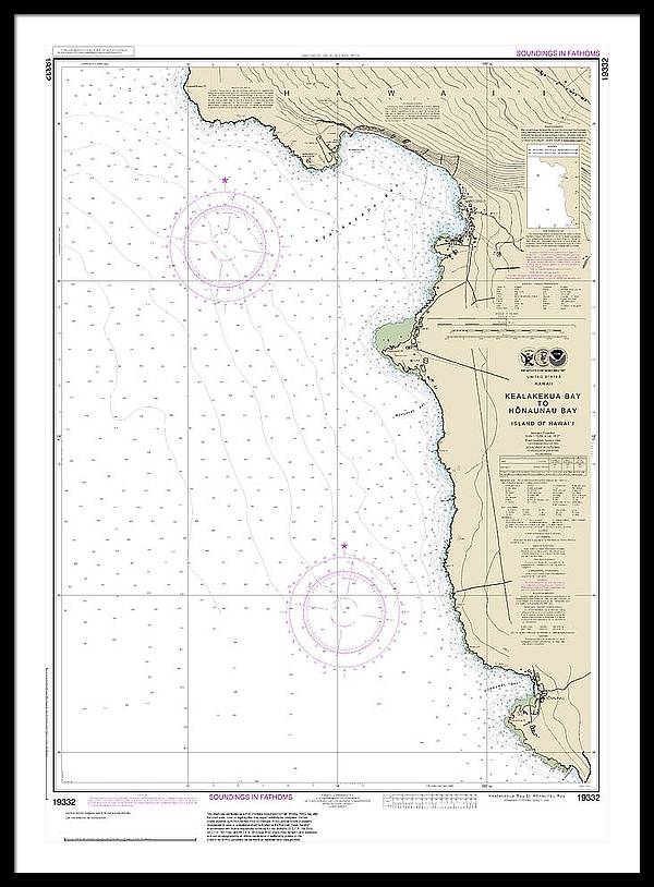 Nautical Chart-19332 Kealakekua Bay-honaunau Bay - Framed Print