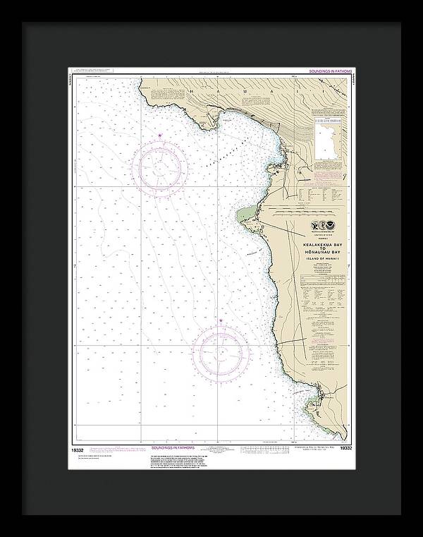 Nautical Chart-19332 Kealakekua Bay-honaunau Bay - Framed Print