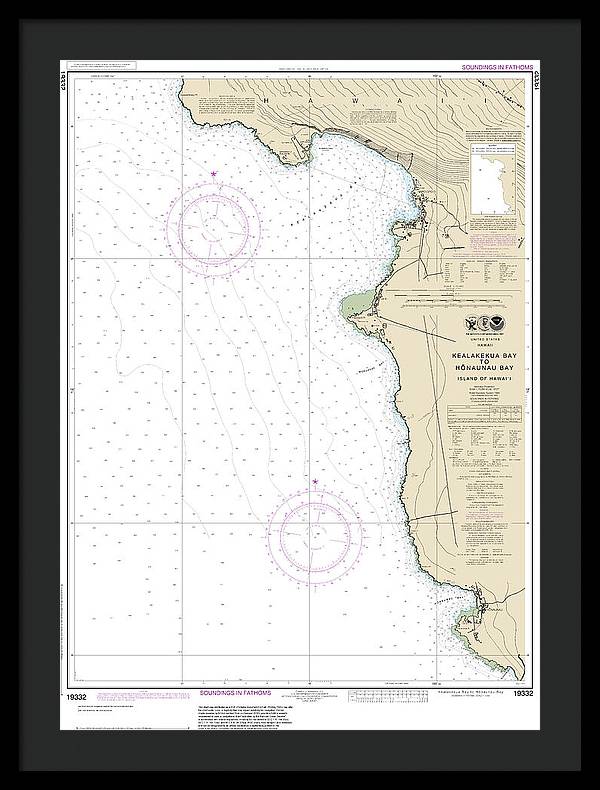 Nautical Chart-19332 Kealakekua Bay-honaunau Bay - Framed Print