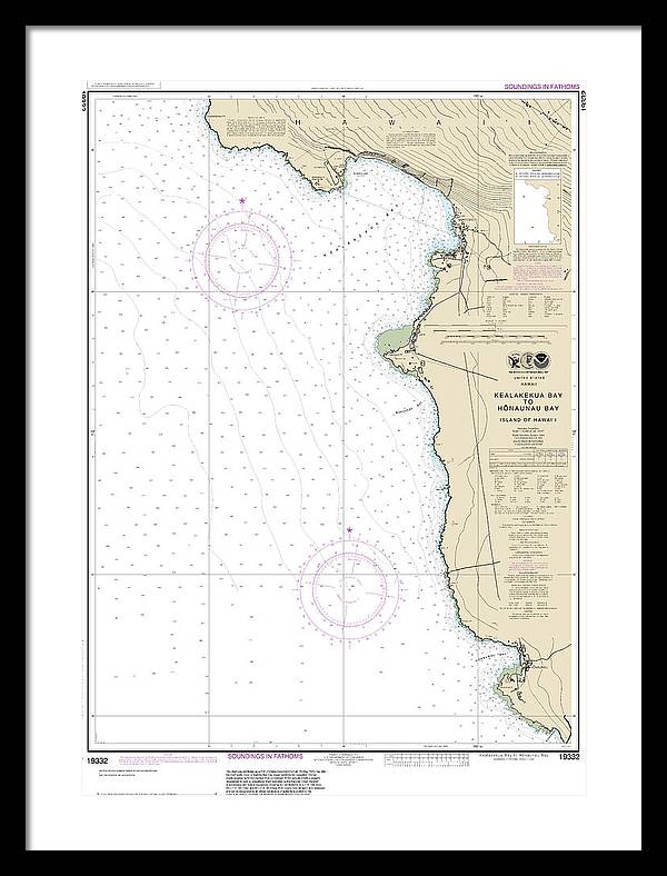 Nautical Chart-19332 Kealakekua Bay-honaunau Bay - Framed Print