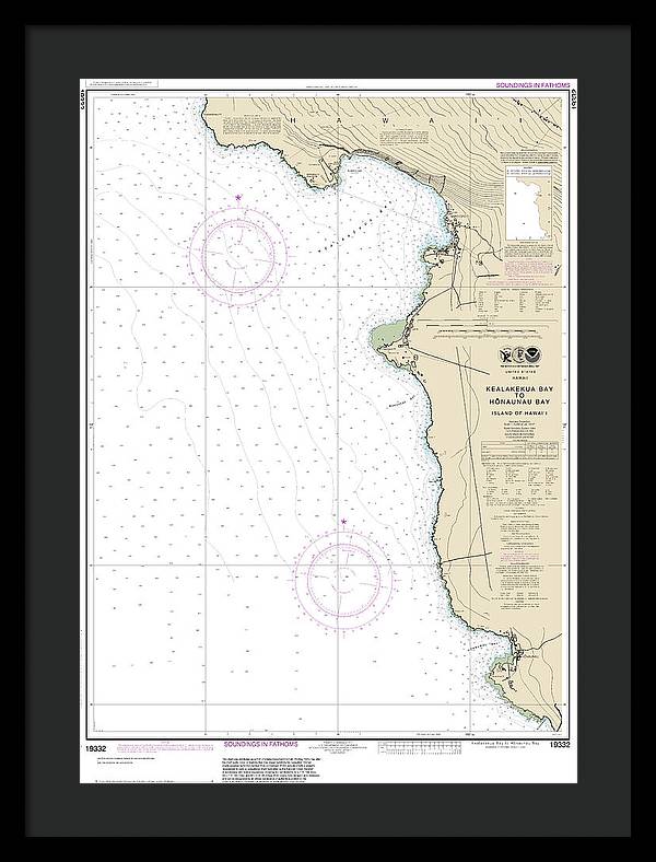 Nautical Chart-19332 Kealakekua Bay-honaunau Bay - Framed Print