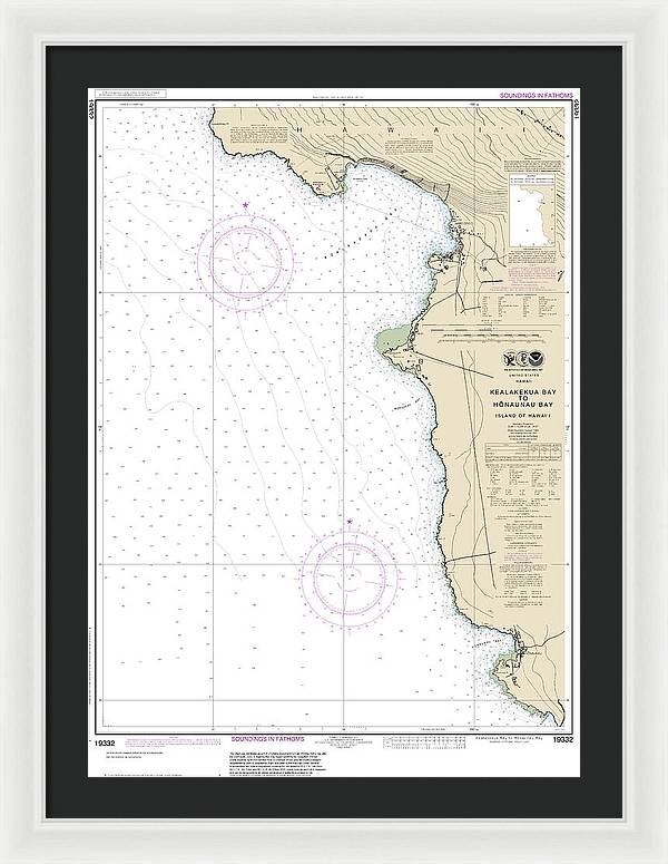 Nautical Chart-19332 Kealakekua Bay-honaunau Bay - Framed Print