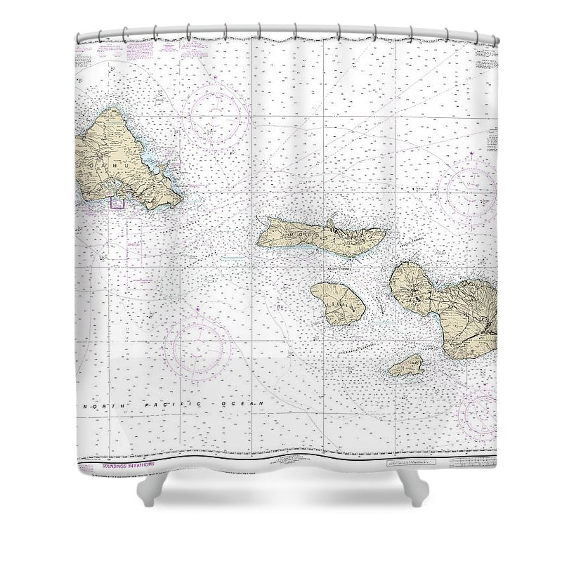 Nautical Chart 19340 Hawaii Oahu Shower Curtain