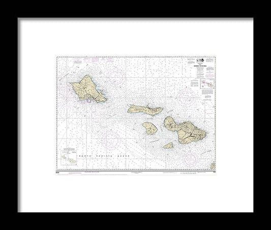 Nautical Chart-19340 Hawaii-oahu - Framed Print