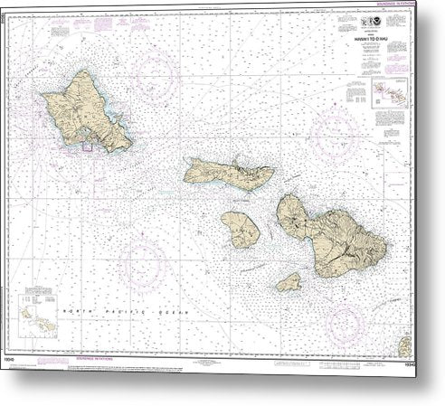 A beuatiful Metal Print of the Nautical Chart-19340 Hawaii-Oahu - Metal Print by SeaKoast.  100% Guarenteed!