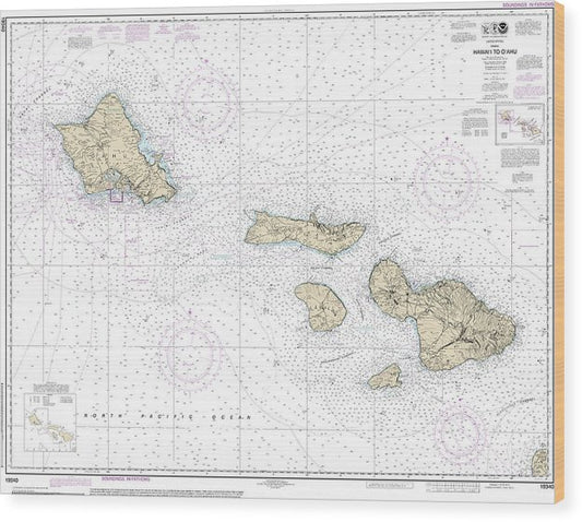 Nautical Chart-19340 Hawaii-Oahu Wood Print