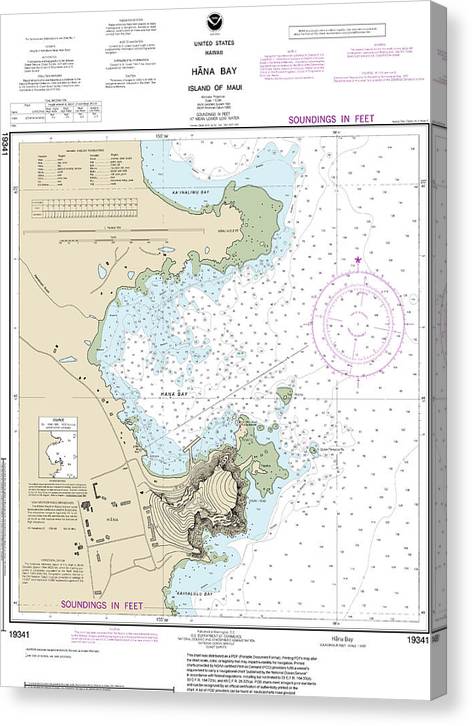 Nautical Chart-19341 Hana Bay Island-Maui Canvas Print