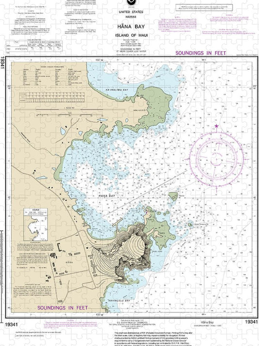 Nautical Chart 19341 Hana Bay Island Maui Puzzle