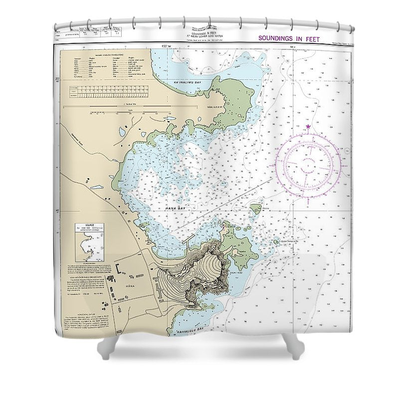 Nautical Chart 19341 Hana Bay Island Maui Shower Curtain