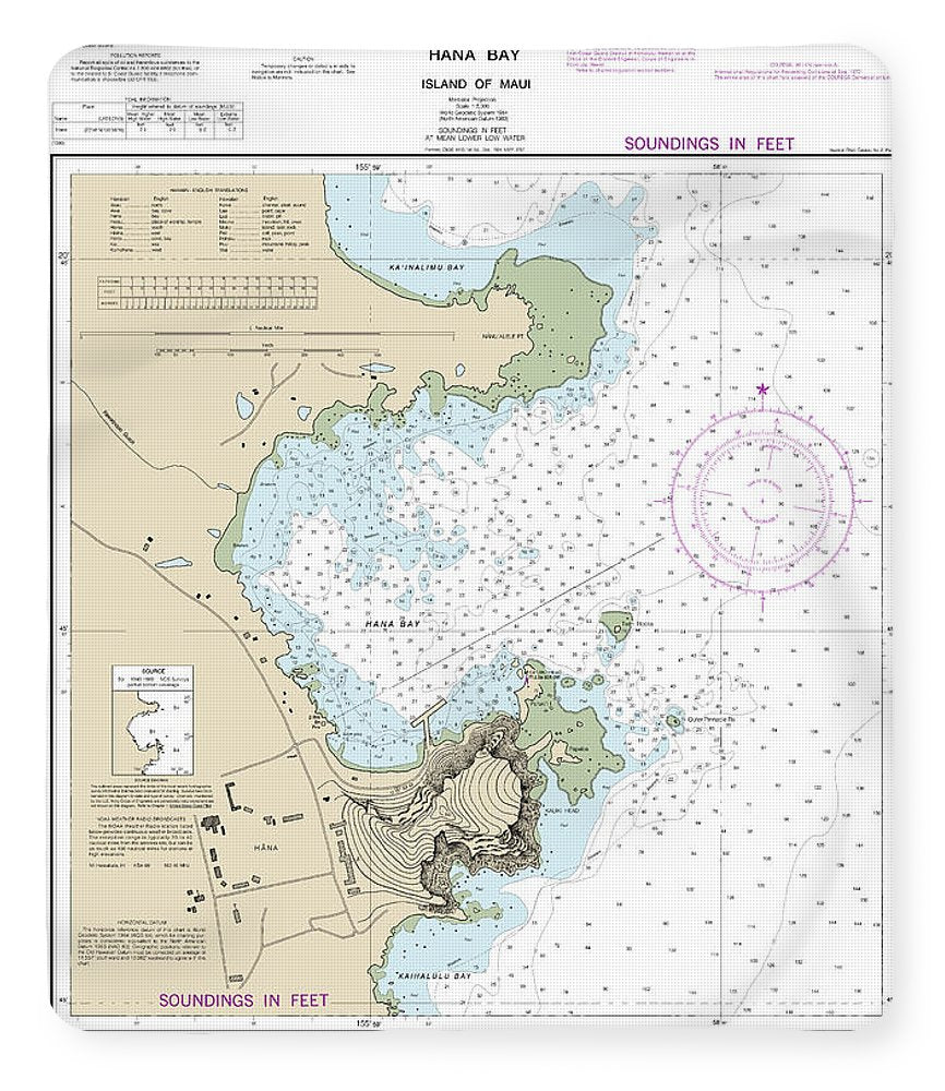 Nautical Chart-19341 Hana Bay Island-maui - Blanket