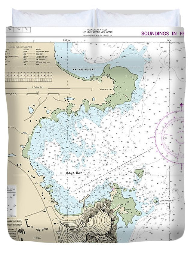 Nautical Chart-19341 Hana Bay Island-maui - Duvet Cover