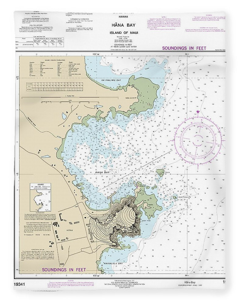 Nautical Chart-19341 Hana Bay Island-maui - Blanket