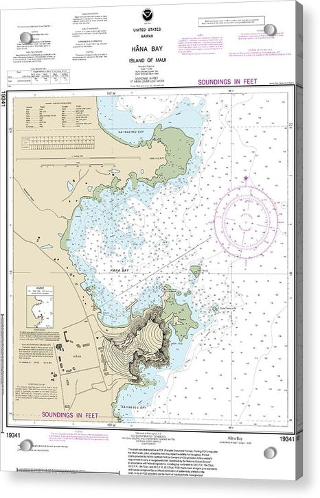 Nautical Chart-19341 Hana Bay Island-maui - Acrylic Print