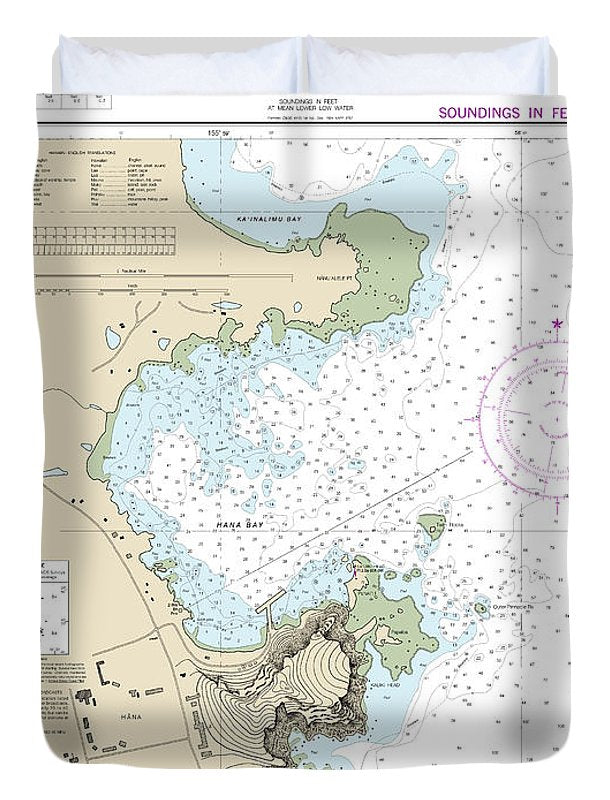 Nautical Chart-19341 Hana Bay Island-maui - Duvet Cover