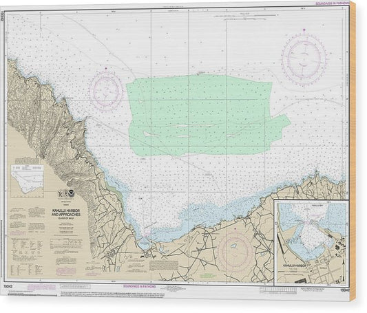 Nautical Chart-19342 Kahului Harbor-Approaches, Kahului Harbor Wood Print