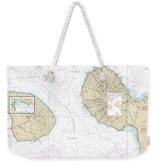 Nautical Chart-19347 Channels Between Molokai, Maui, Lanaiand Kahoolawe, Manele Bay - Weekender Tote Bag