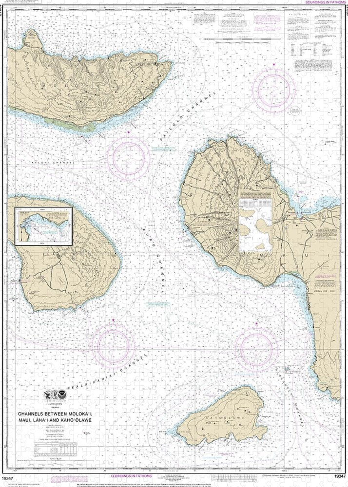 Nautical Chart-19347 Channels Between Molokai, Maui, Lanaiand Kahoolawe, Manele Bay - Puzzle