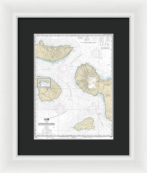 Nautical Chart-19347 Channels Between Molokai, Maui, Lanaiand Kahoolawe, Manele Bay - Framed Print