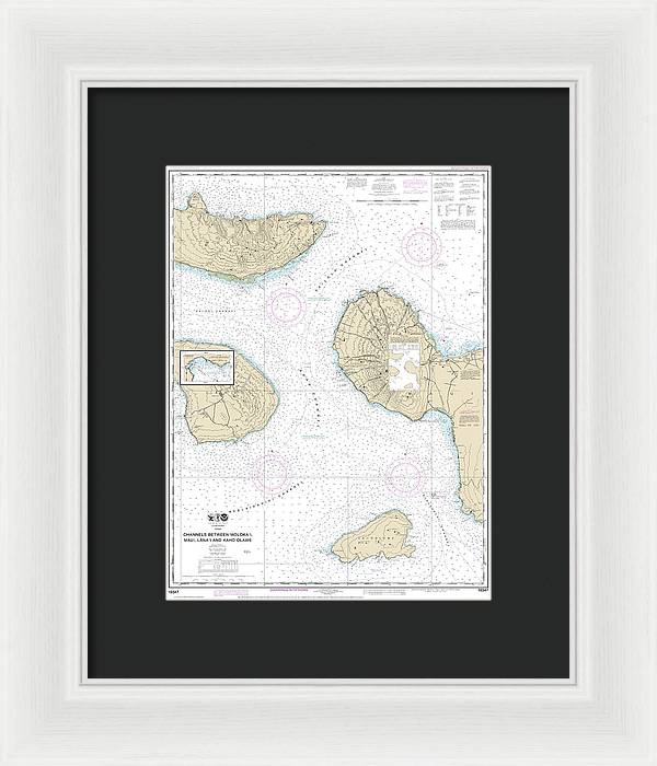 Nautical Chart-19347 Channels Between Molokai, Maui, Lanaiand Kahoolawe, Manele Bay - Framed Print