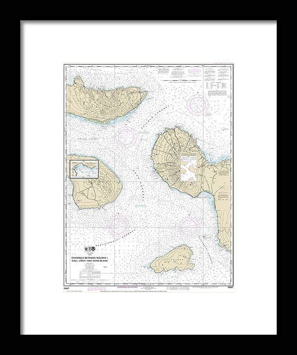 A beuatiful Framed Print of the Nautical Chart-19347 Channels Between Molokai, Maui, Lanaiand Kahoolawe, Manele Bay by SeaKoast