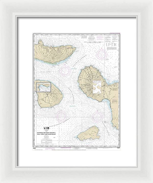 Nautical Chart-19347 Channels Between Molokai, Maui, Lanaiand Kahoolawe, Manele Bay - Framed Print