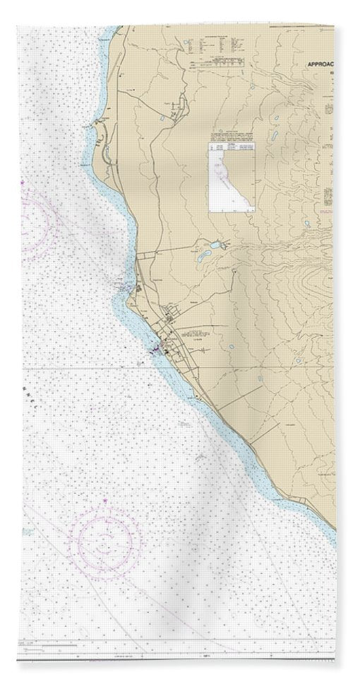 Nautical Chart-19348 Approaches-lahaina, Island-maui - Bath Towel