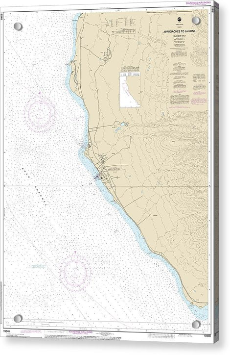 Nautical Chart-19348 Approaches-lahaina, Island-maui - Acrylic Print