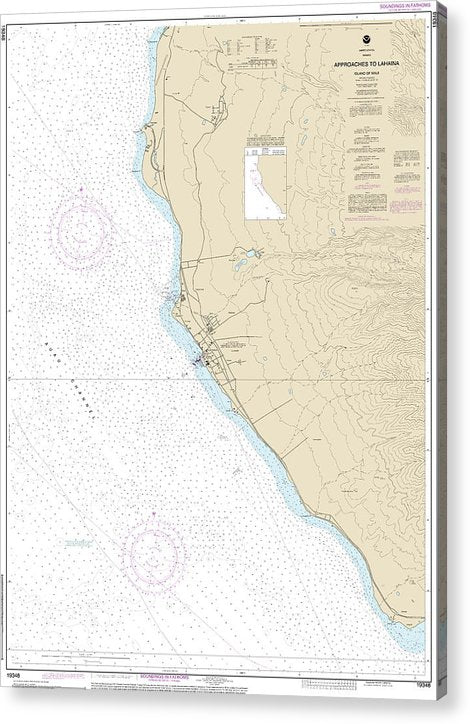 Nautical Chart-19348 Approaches-Lahaina, Island-Maui  Acrylic Print