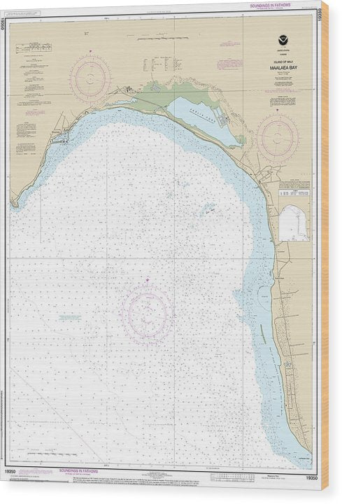 Nautical Chart-19350 Island-Maui Maalaea Bay Wood Print