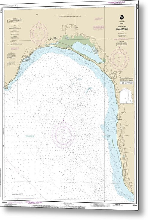 A beuatiful Metal Print of the Nautical Chart-19350 Island-Maui Maalaea Bay - Metal Print by SeaKoast.  100% Guarenteed!