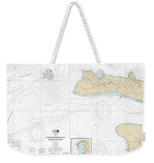 Nautical Chart-19351 Channels Between Oahu, Molokai-lanai, Kaumalapau Harbor - Weekender Tote Bag