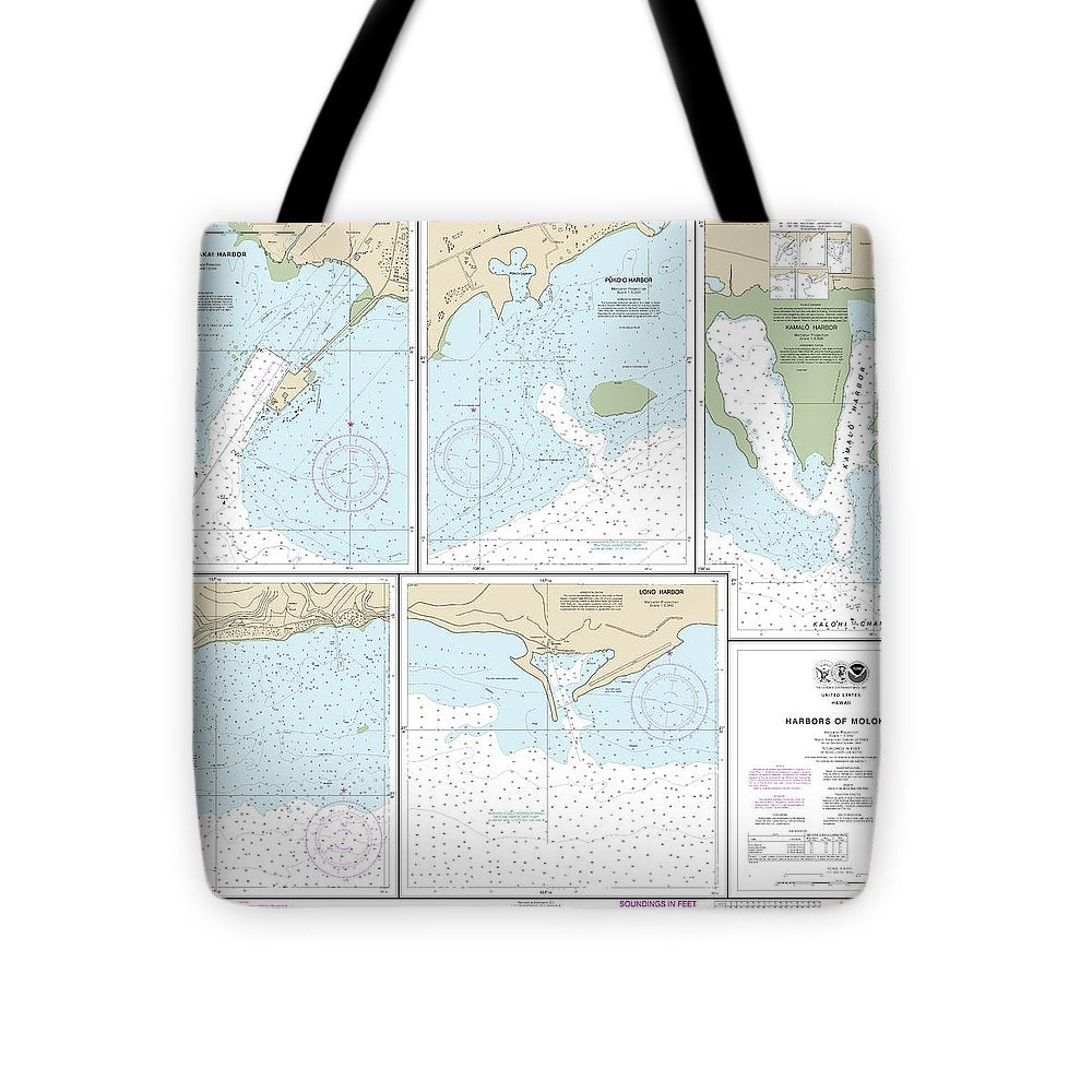 Nautical Chart-19353 Harbors-molokai Kaunakakai Harbor, Pukoo Harbor, Kamalo Harbor, Kolo Harbor, Lono Harbor - Tote Bag