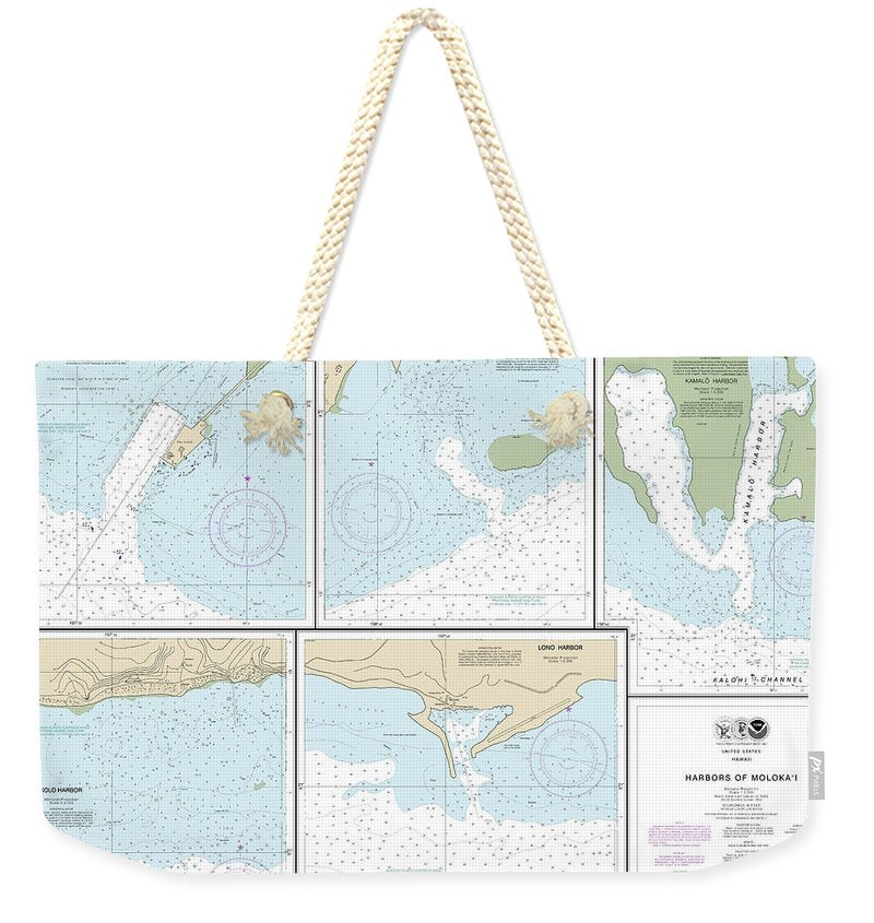 Nautical Chart-19353 Harbors-molokai Kaunakakai Harbor, Pukoo Harbor, Kamalo Harbor, Kolo Harbor, Lono Harbor - Weekender Tote Bag