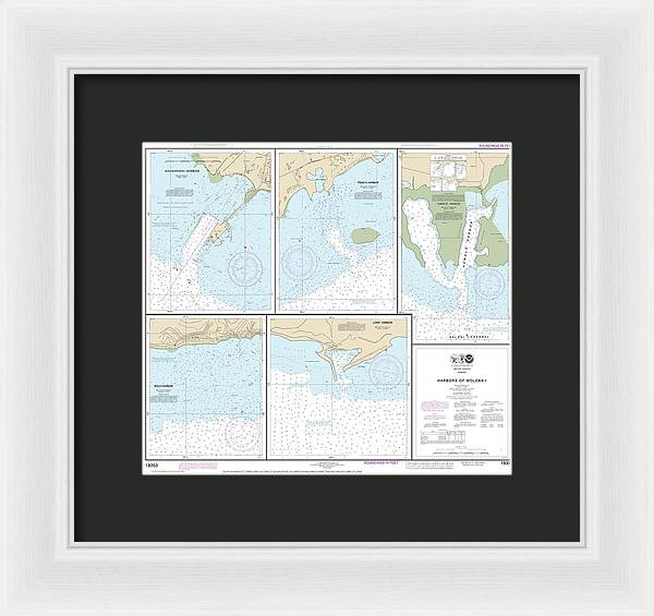 Nautical Chart-19353 Harbors-molokai Kaunakakai Harbor, Pukoo Harbor, Kamalo Harbor, Kolo Harbor, Lono Harbor - Framed Print