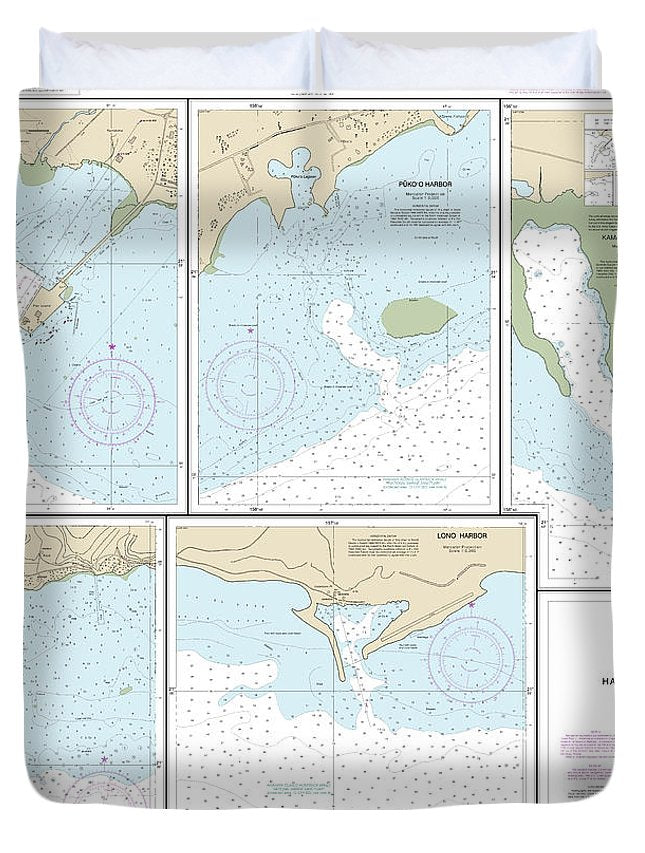 Nautical Chart-19353 Harbors-molokai Kaunakakai Harbor, Pukoo Harbor, Kamalo Harbor, Kolo Harbor, Lono Harbor - Duvet Cover