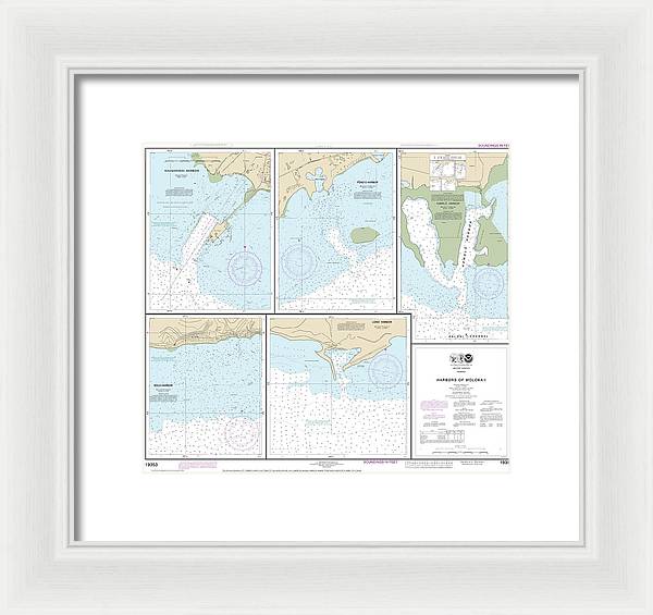 Nautical Chart-19353 Harbors-molokai Kaunakakai Harbor, Pukoo Harbor, Kamalo Harbor, Kolo Harbor, Lono Harbor - Framed Print