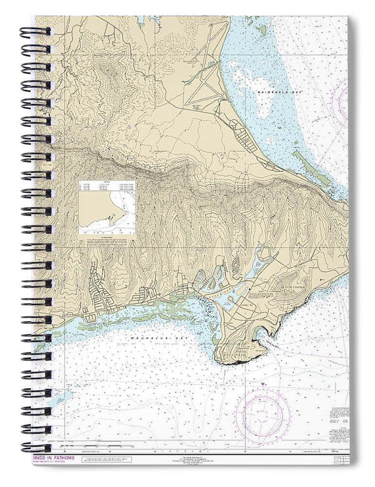 Nautical Chart 19358 Southeast Coast Oahu Waimanalo Bay Diamond Head Spiral Notebook