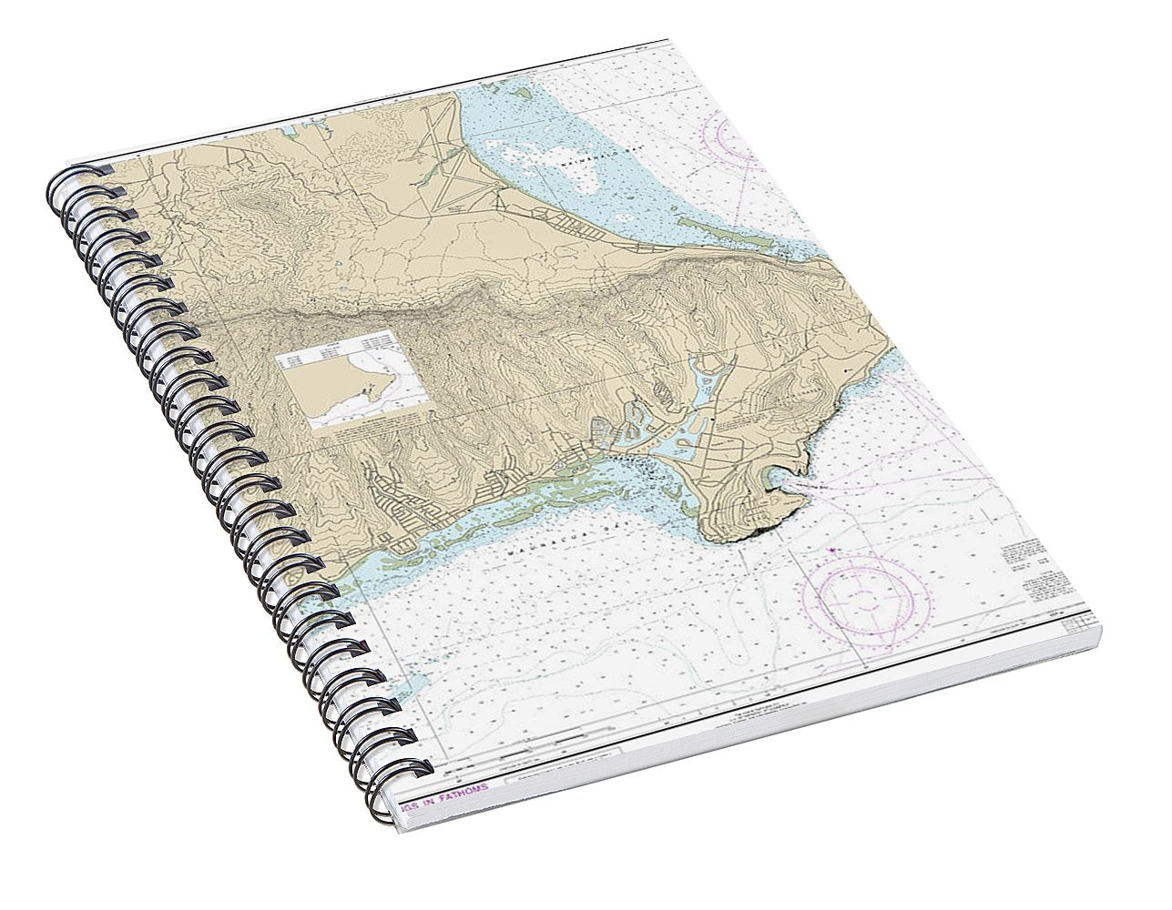 Nautical Chart-19358 Southeast Coast-oahu Waimanalo Bay-diamond Head - Spiral Notebook