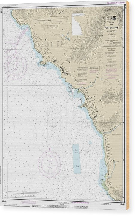 Nautical Chart-19361 Port Waianae Island-Oahu Wood Print