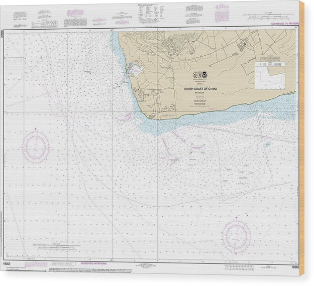 Nautical Chart-19362 South Coast-Oahu Kalaeloa Wood Print