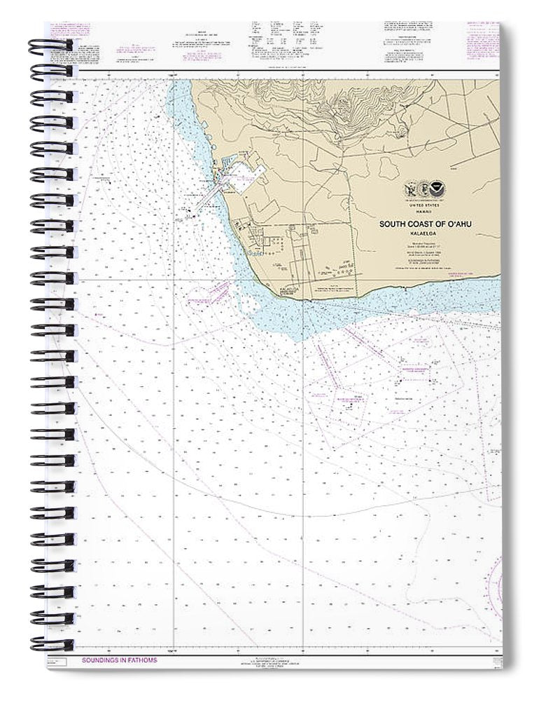 Nautical Chart 19362 South Coast Oahu Kalaeloa Spiral Notebook