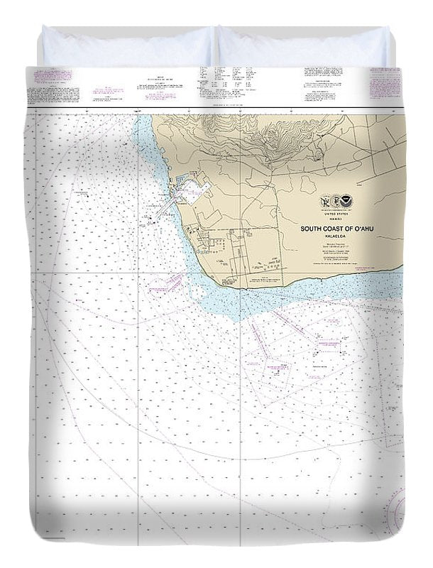 Nautical Chart-19362 South Coast-oahu Kalaeloa - Duvet Cover