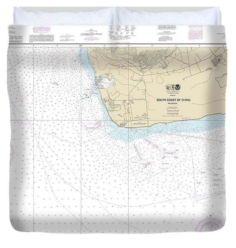 Nautical Chart 19362 South Coast Oahu Kalaeloa Duvet Cover