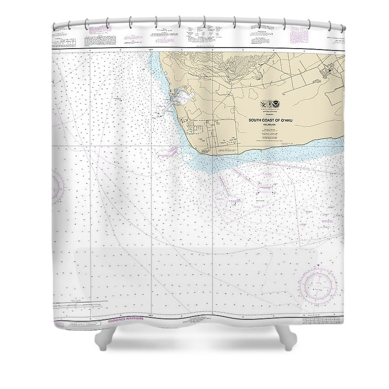 Nautical Chart 19362 South Coast Oahu Kalaeloa Shower Curtain