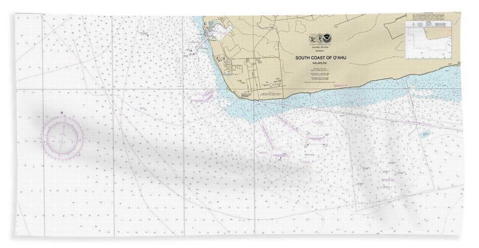 Nautical Chart 19362 South Coast Oahu Kalaeloa Bath Towel